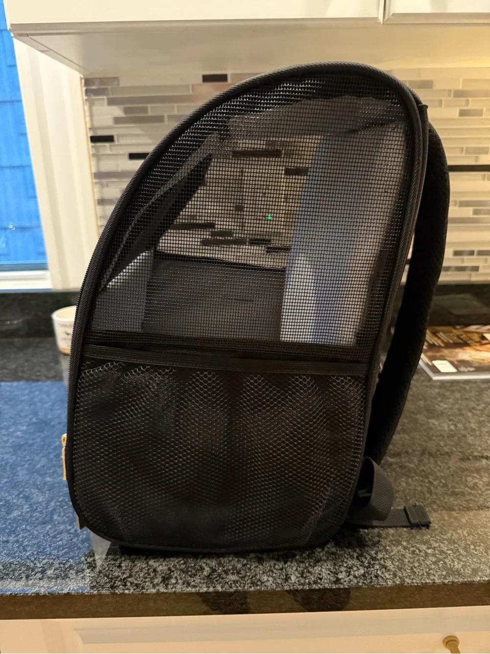Kenneth Cole Black Pet Carrier Backpack with Gold Trim